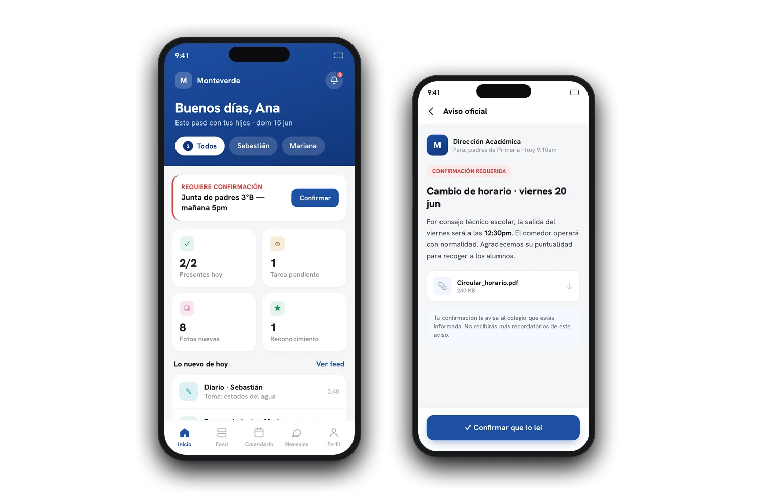 App Escolar funcionando