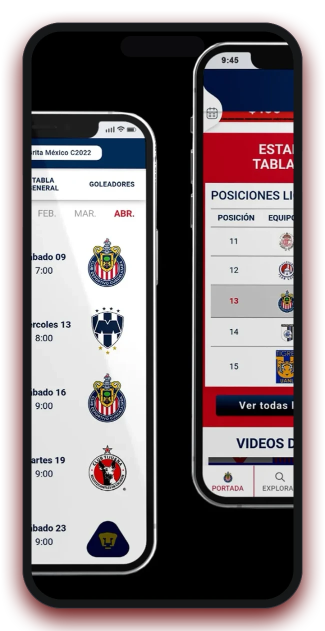 Otra pantalla del proyecto de Chivas