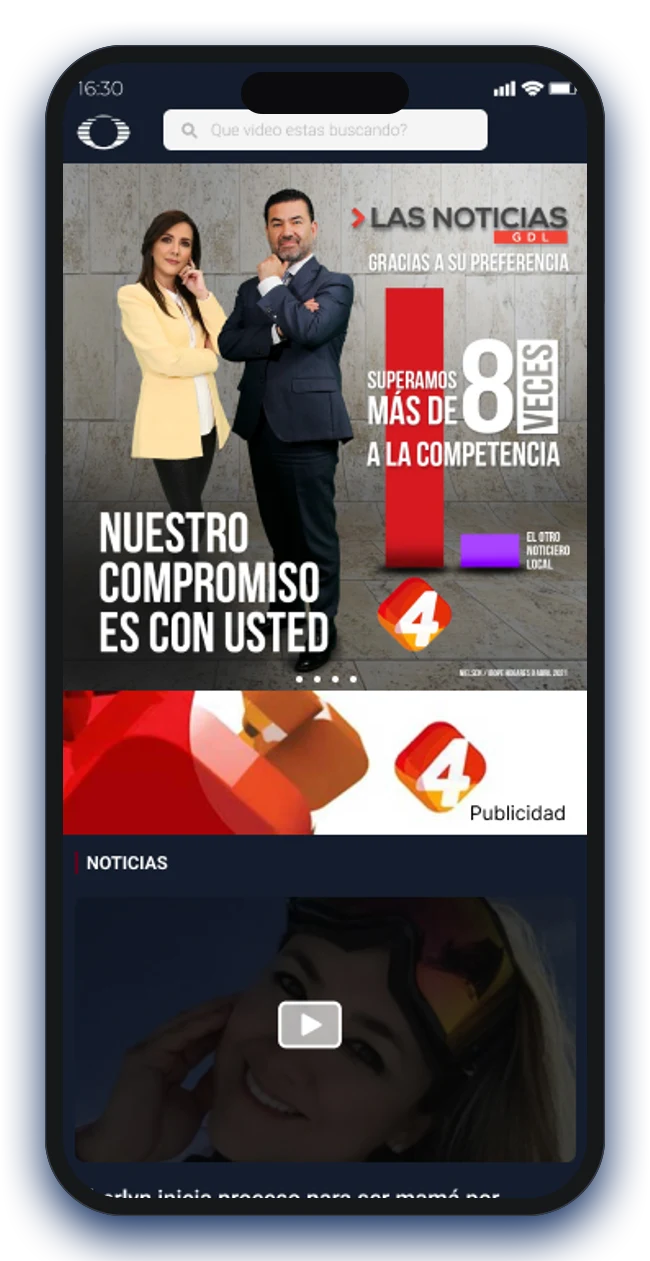 Otra pantalla del proyecto de Televisa